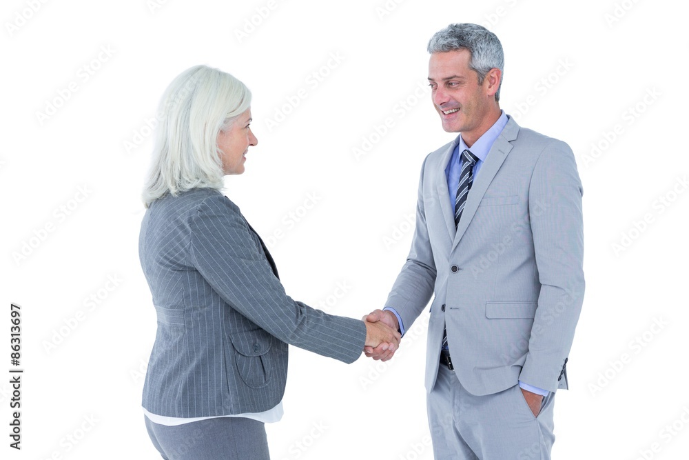 Businessman shaking hands with a businesswoman Businessman shaking hands with a businesswoman