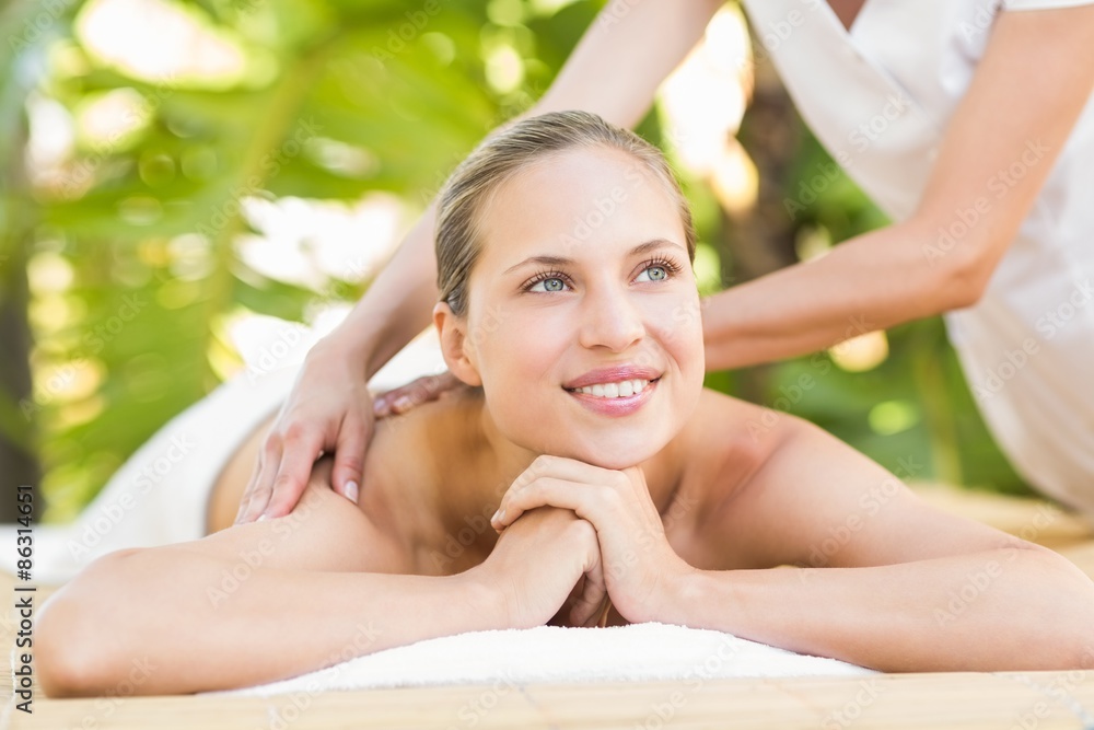 Obraz premium Attractive woman getting massage on her back