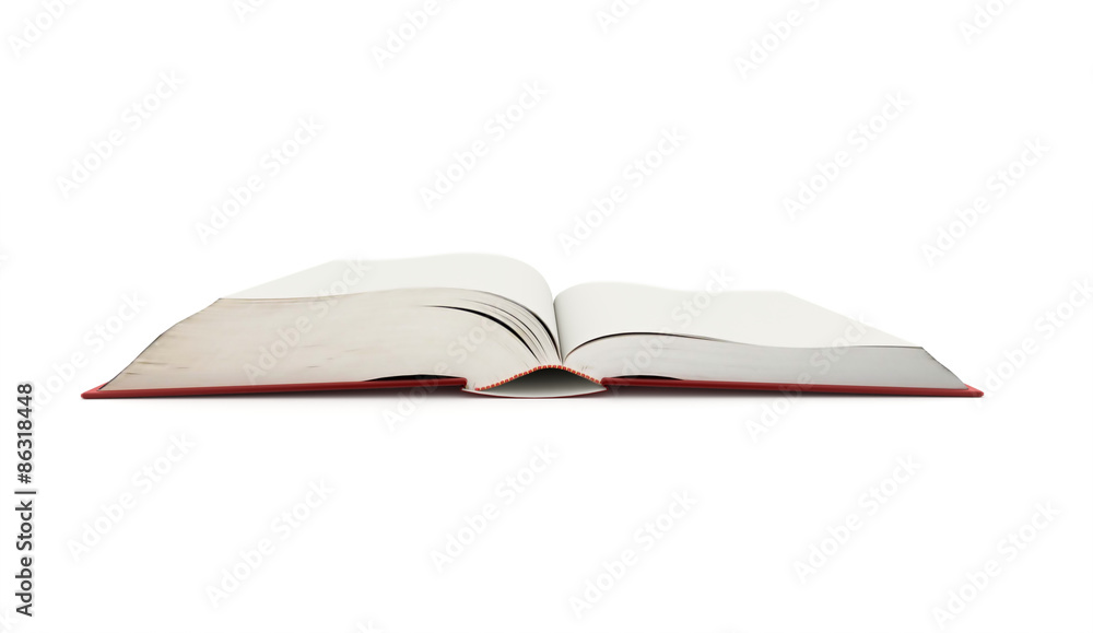 Blank opened book rendered on white Blank opened book rendered on white