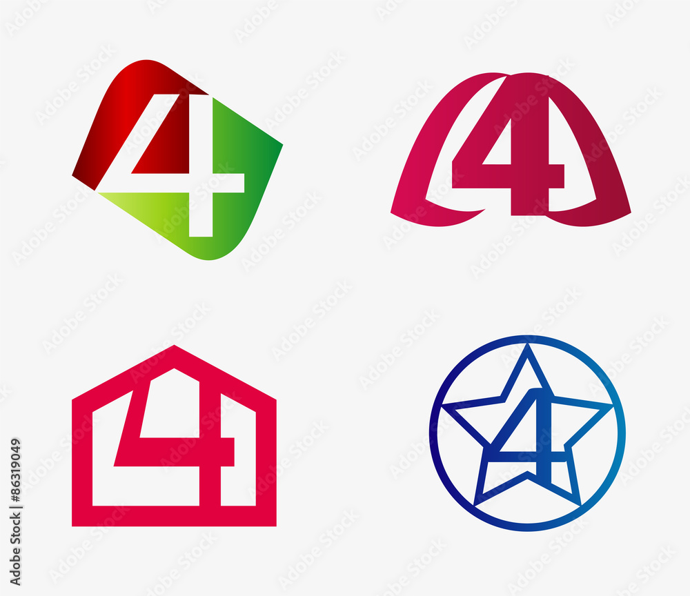 4 alphabet font number abstract, logo, symbol set
4 alphabet font number abstract, logo, symbol set