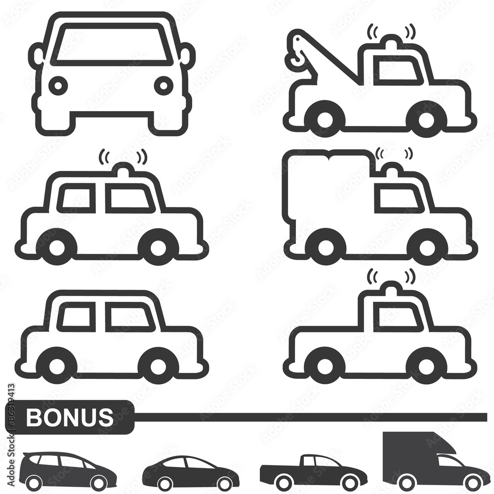 car icons  line vector illustration