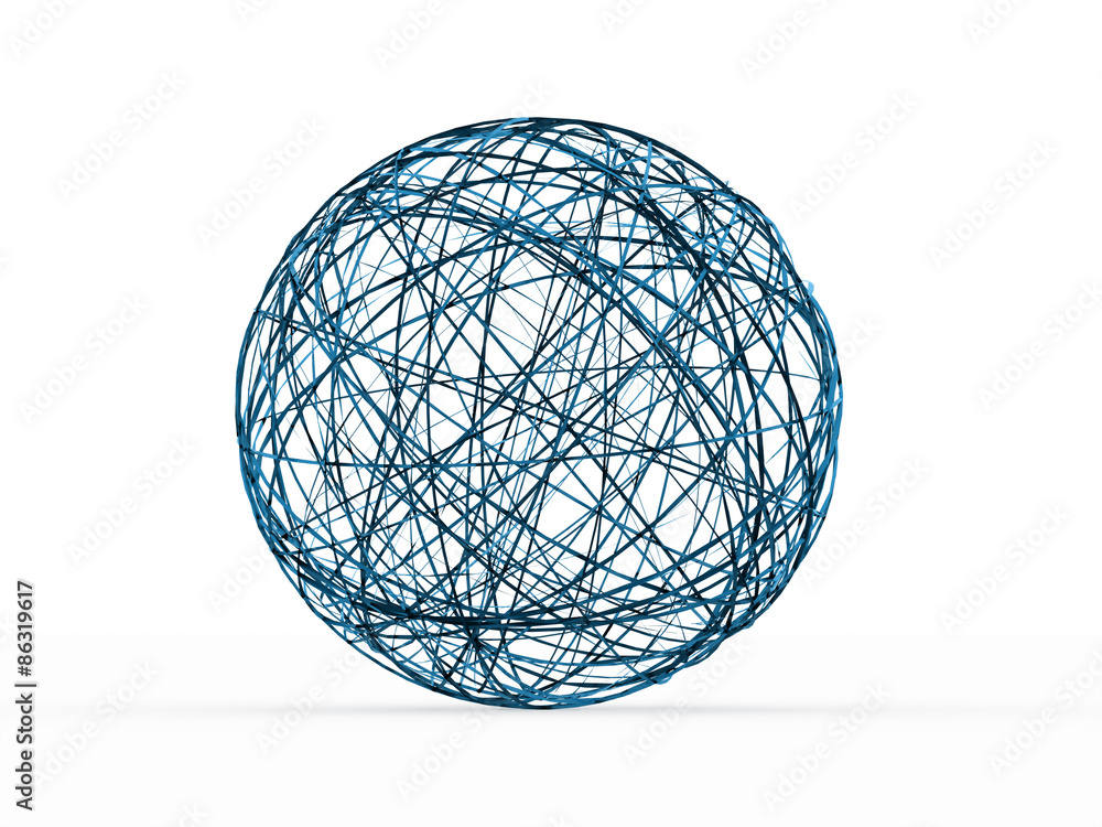 Blue abstract sphere with lines rendered Blue abstract sphere with lines rendered