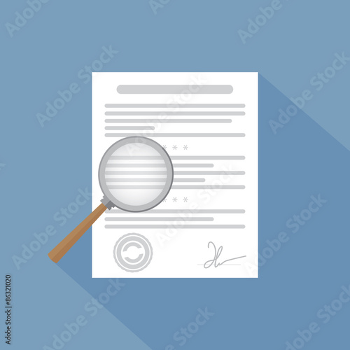 Vector icon - magnifier and paper document