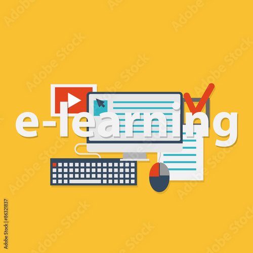 vector flat design illustration concept for online education