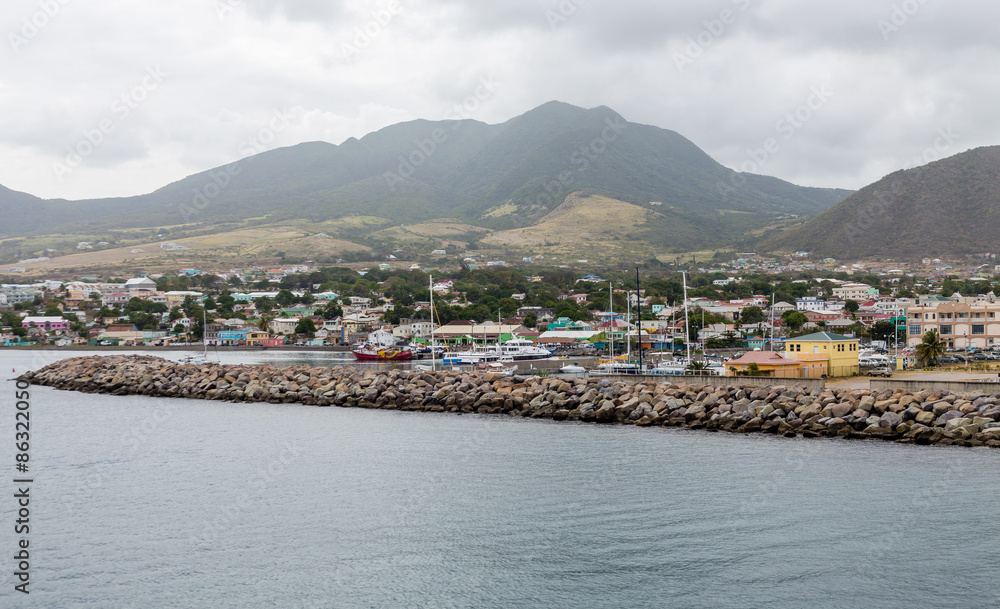 Colorful Buildings Along St Kitts Harbor