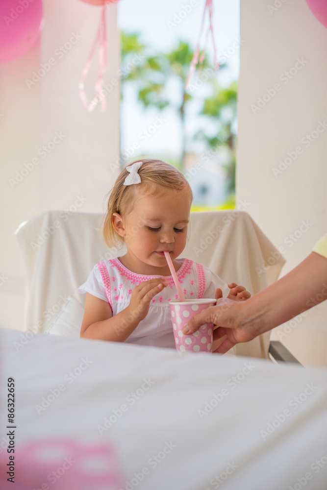 Mother Gives Her Daughter Drink Mother Gives Her Daughter Drink