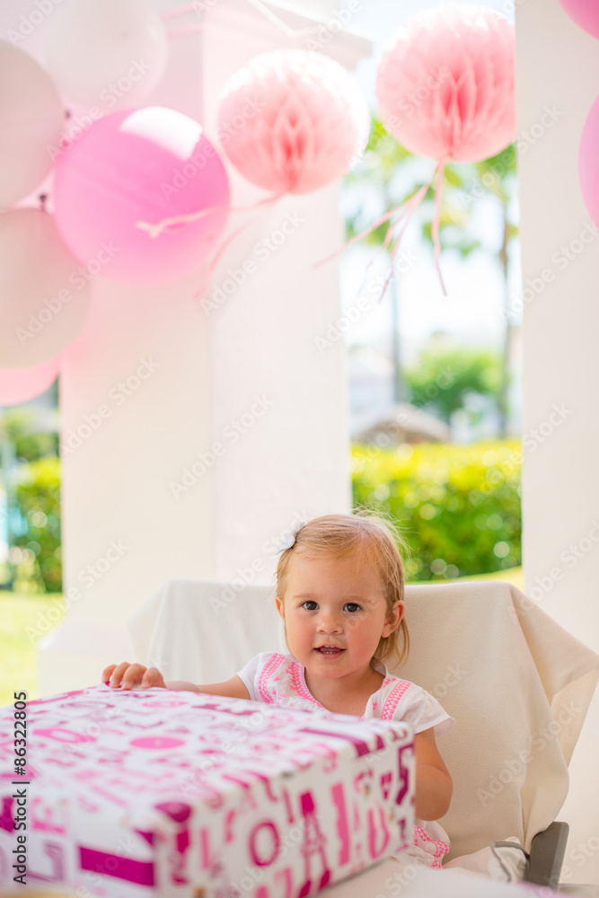 Sweet Young Girl With Her Birthday Present Sweet Young Girl With Her Birthday Present