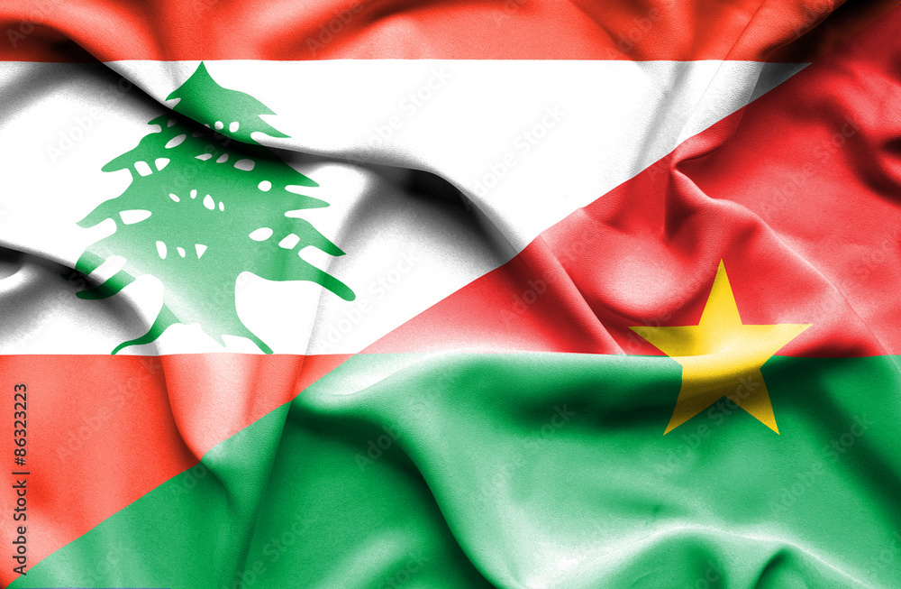 Waving flag of Burkina Faso and Lebanon Waving flag of Burkina Faso and Lebanon