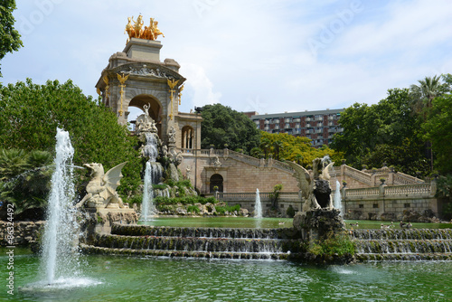 Water Fountain by Antoni Gaudi in Park Guell, Barcelona, Spain