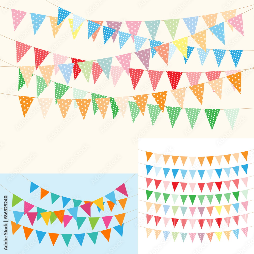 Obraz premium Bunting and garlands for Birthday Card