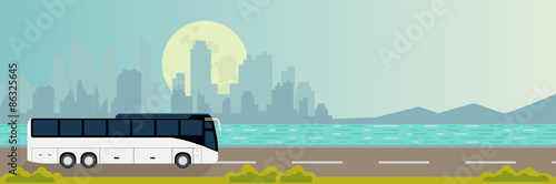 Bus Travel banner flat design