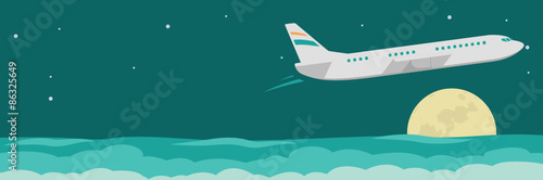 flat design web banner on Airline tickets and travel