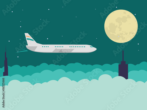flat design web banner on cheap flights and travel