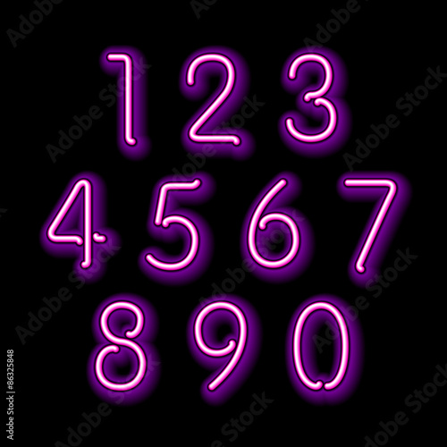 Numerical figures in sparkling neon colors