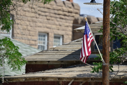 The Stars and Stripes on the building in Goldfield, Nevada.