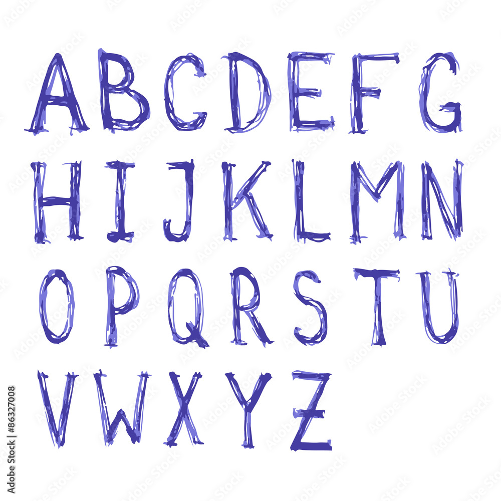 Watercolor Hand Written Alphabet. ABC Painted Font Letters. 