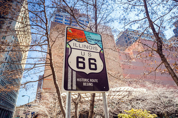 Acrylglasbilder Route 66 Route 66 sign in Chicago  © f11photo
