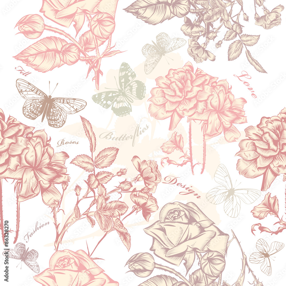 Vector seamless wallpaper pattern with roses Vector seamless wallpaper pattern with roses