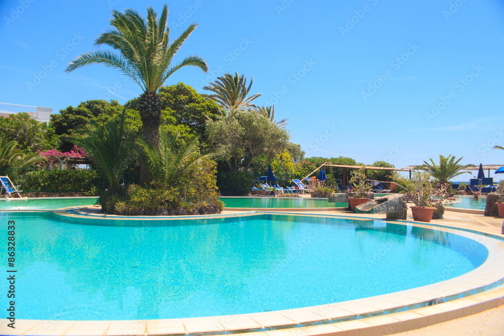 Luxury salt water pool and patio, Ischia Italy