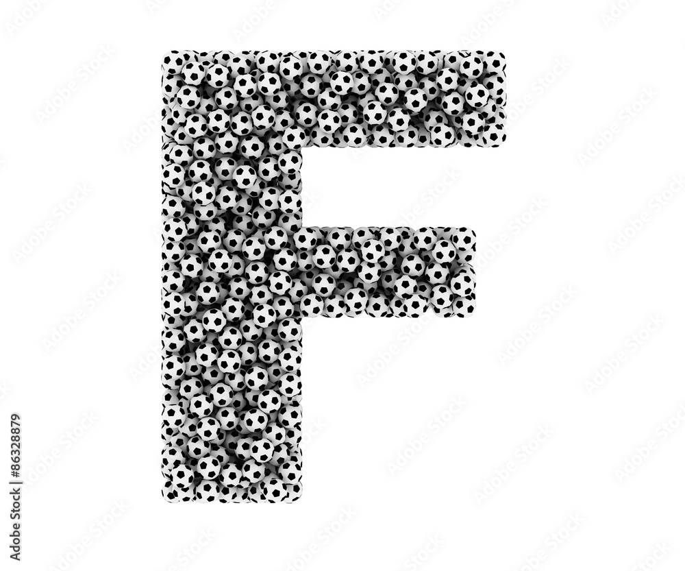 The letter F from soccer balls. The letter F from soccer balls.