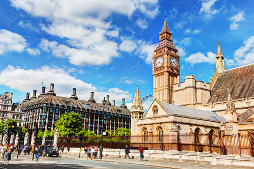 Big Ben, the Palace of Westminster and Portcullis house in London, the UK