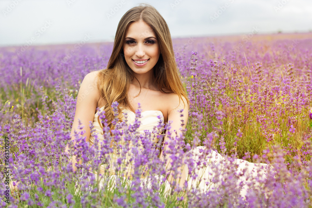 Portrait of girl at purple lavender field Portrait of girl at purple lavender field