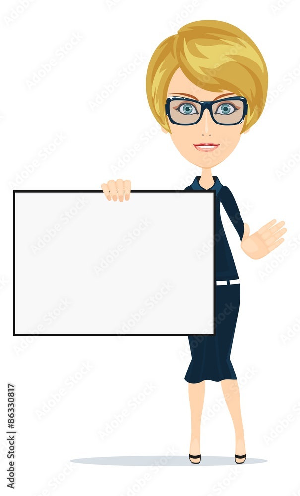 Business women holding big blank paper .Vector Business women holding big blank paper .Vector