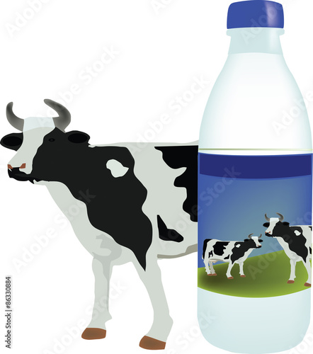 bovino di latte e contenitore di plastica