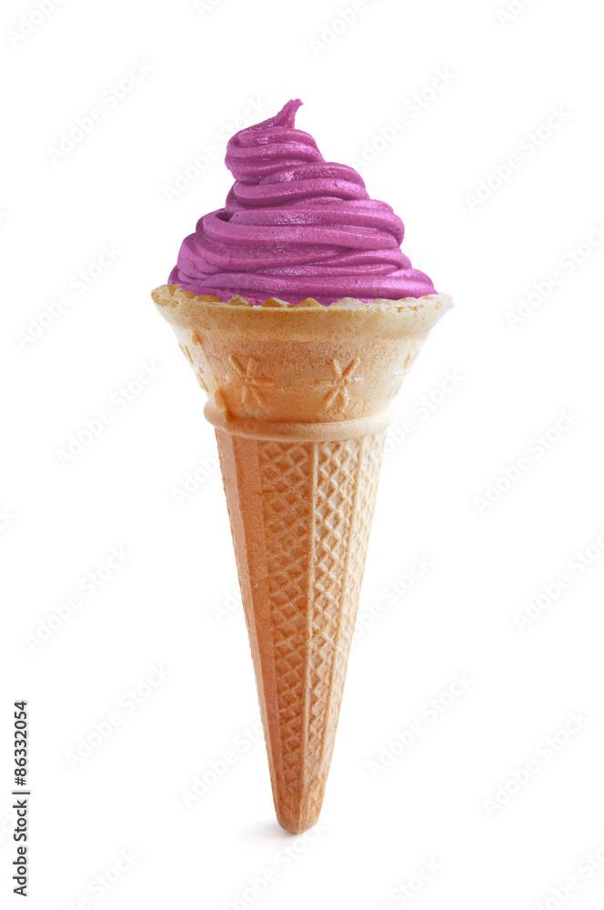 Blueberry ice cream cone