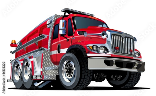 Vector Cartoon Fire Truck