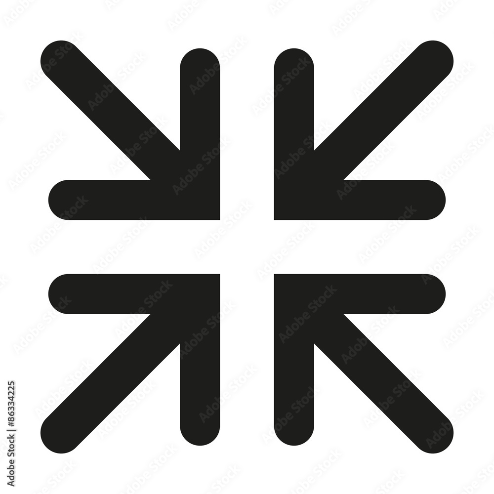 The exit full screen icon. Arrows symbol. Flat The exit full screen icon. Arrows symbol. Flat