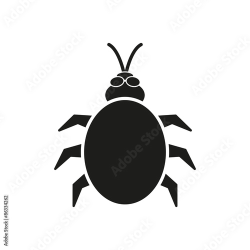 The beetle and bug icon. Acarid, insect, virus symbol. Flat