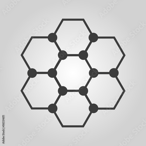 The molecule icon. Atom and chemistry, dna, physics symbol. Flat