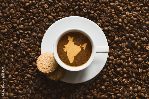 Obraz na płótnie Still life - coffee with map of India w salonie