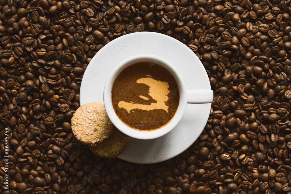 Still life - coffee with map of Haiti