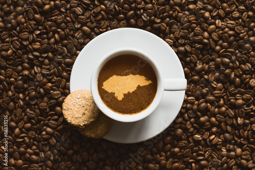 Still life - coffee with map of Honduras