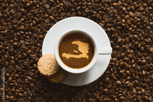 Obraz na płótnie Still life - coffee with map of Haiti w salonie