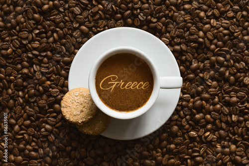 Still life - coffee wtih text Greece