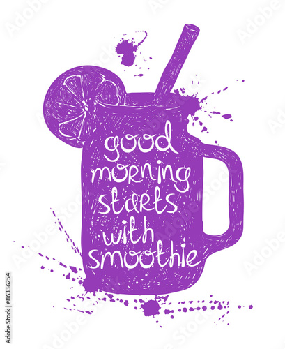Purple smoothie in mason jar silhouette.