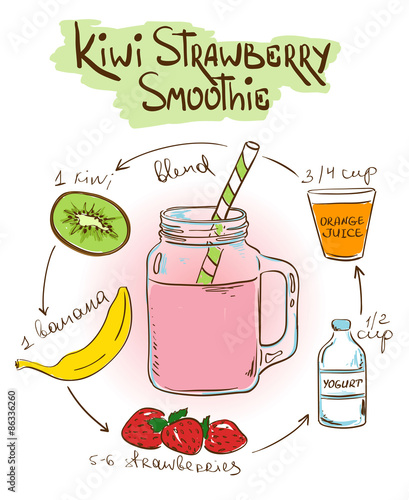 Sketch Kiwi Strawberry smoothie recipe.