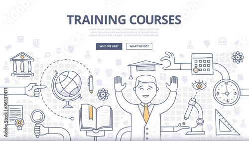 Training Courses and Education Doodle Concept