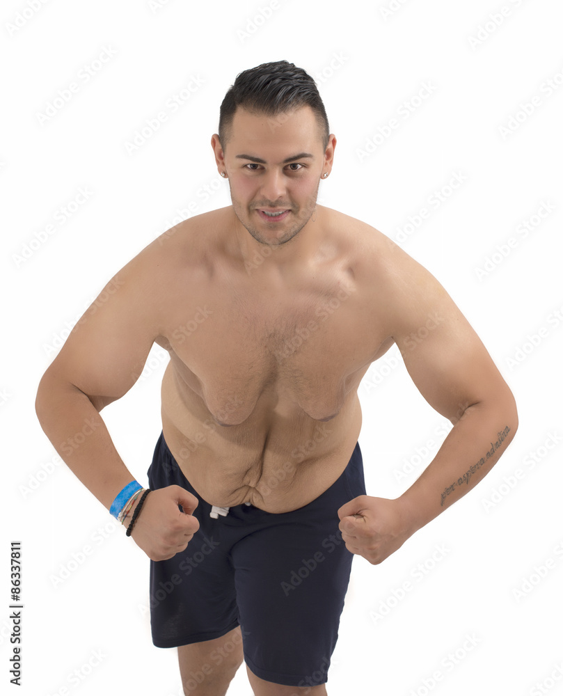 Young fat guy who lost weight isolated Stock Photo | Adobe Stock