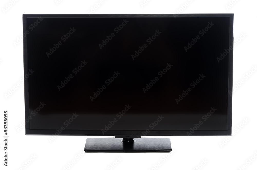 Modern flat screen TV with blank empty screen Isolated on white background