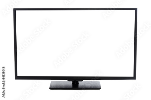 Modern flat screen TV with blank empty screen Isolated on white background