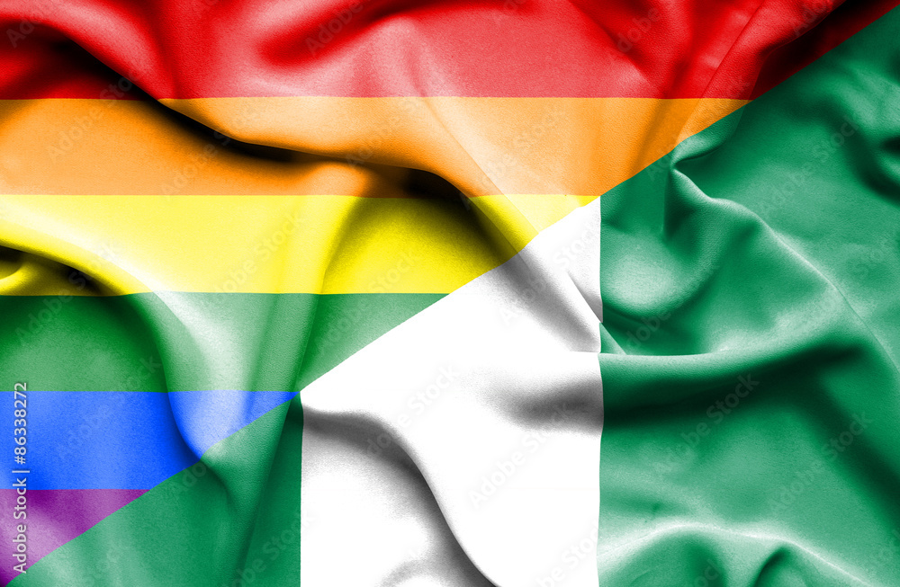 Obraz premium Waving flag of Nigeria and Pride