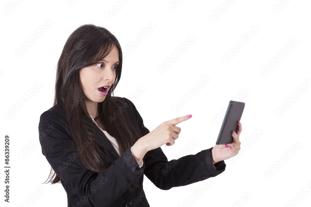 surprised business woman with tablet surprised business woman with tablet