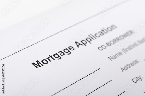 Mortgage application form close up. selective focus image with shallow depth of field