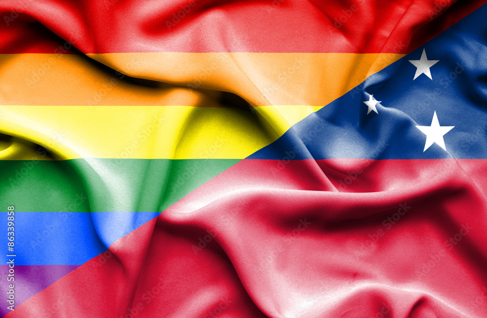 Waving flag of Samoa and Pride Waving flag of Samoa and Pride