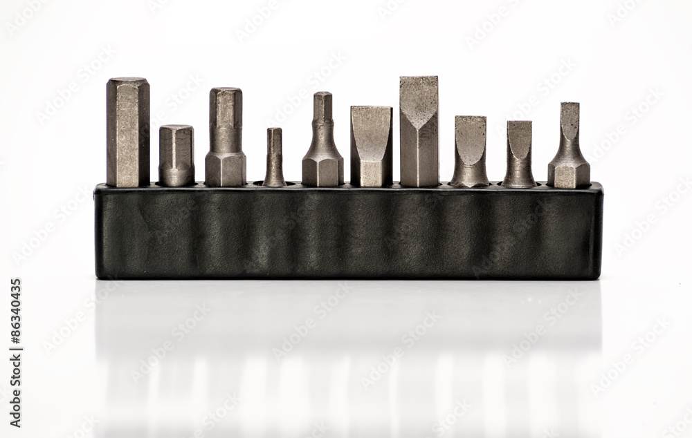 Construction steel bits isolated on white Construction steel bits isolated on white