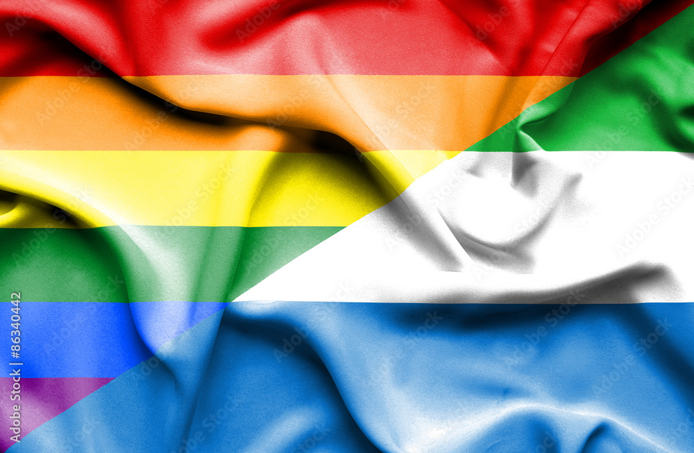 Waving flag of Sierra Leone and Pride Waving flag of Sierra Leone and Pride